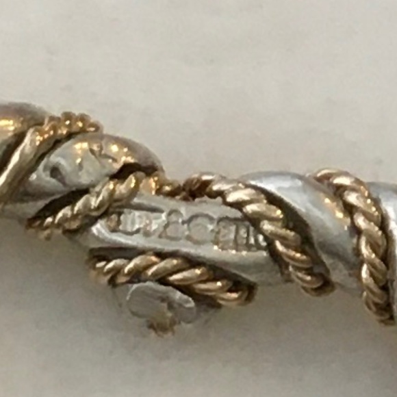 TIFFANY & CO. Vintage Silver (925) 18k Gold Heart Rope Pendant Necklace - Picture 4 of 11
